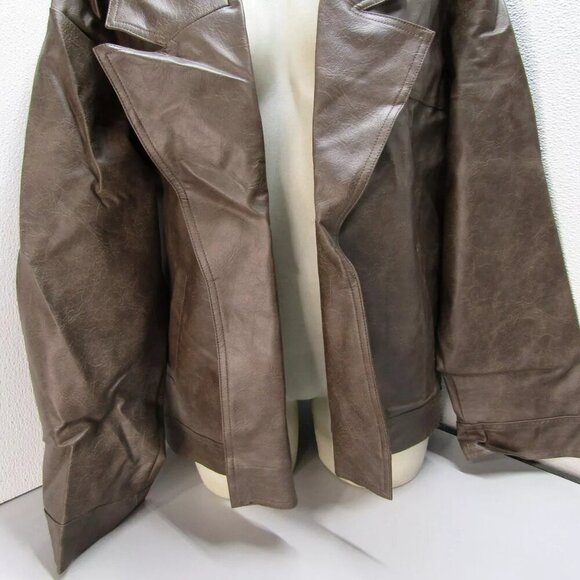 NEW SNDYS Womens Royce Oversized Faux Leather Jacket Size XL Mocha Brown - Picture 11 of 14